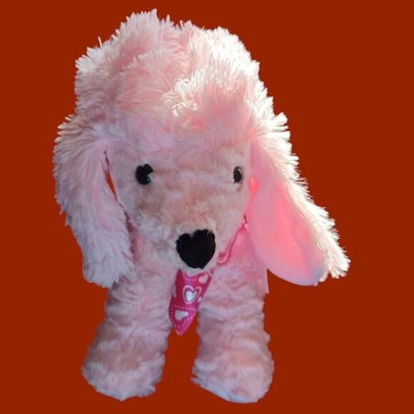 Pink Plush Dog Toy With Heart Ribbon - Medium Size - Picture 4 of 8